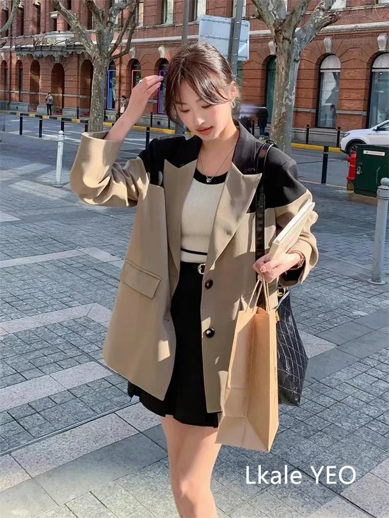 Women's Blazer Jacket 2025 Spring Autumn Korean Temperament Casual Ladies Outerwear Versatile Fashion Female Suit Coat