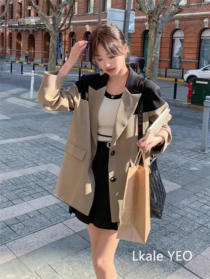 Women's Blazer Jacket 2025 Spring Autumn Korean Temperament Casual Ladies Outerwear Versatile Fashion Female Suit Coat