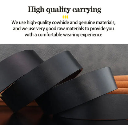 High grade Stainless steel horse slide buckle men belts 3.8cm wide genuine leather Waistband cowboy casual ceinture homme