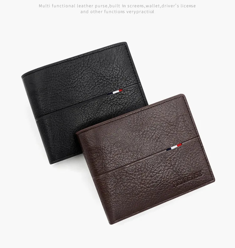 Slim Men's Wallet - New Short Zipper Design, Card & Photo Holder, Simple Coin Pocket - High - Quality PU Leather