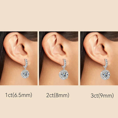 3Carat Moissanite Hoop Earrings With  Certificates Round Sunflower D Color Diamond Drop Earring 925 Silver Earring 2024 Trend