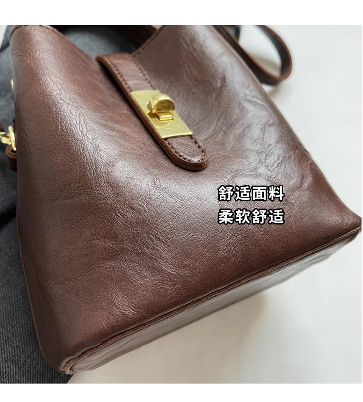 Retro small bag women 2024 new autumn/winter messenger bag fashion HOT portable bucket bag