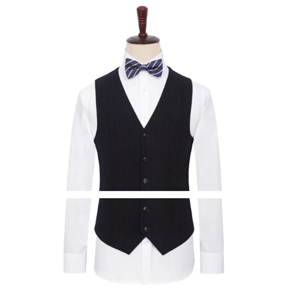 Plus Size Men Vest Checkered Single Breasted Waistcoat For Host Groom Groomsmen Check Formal Suit Vest for Office Wedding Party