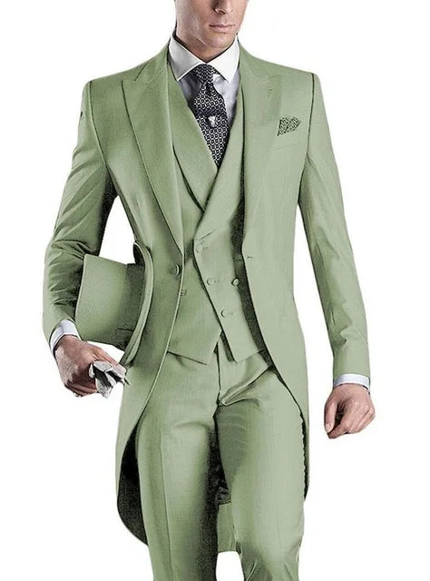 Costume Homme 3 Pieces Fashion Tuxedos Groom Wedding Men Suits Tuxedo Terno Masculino De Pour Hommes Blazer (Jacket+Pants+Vest)