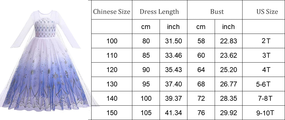 2PCS LED Light Up Snow Queen Costume for Kids Girl Elsa Birthday Party Luxury Princess Cosplay Children Carnival Clothing Outfit