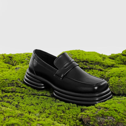 Men Zipper Patent Leather Increase Loafers Shoe Japan Korean Streetwear Fashion Thick Sole Platform Vintage Style Leather Shoes