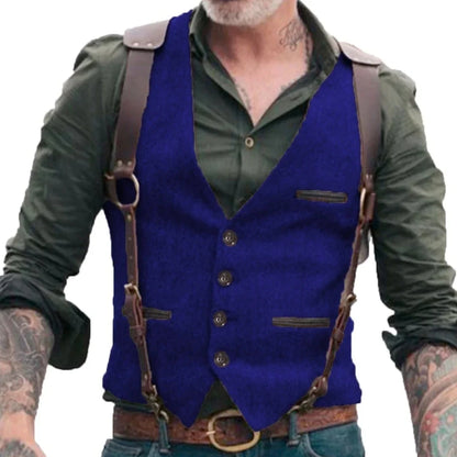 Men Vest Brown V-neck Single Button Solid Waistcoat For Wedding Birthday Banquet Business Casual Daily Men Suit Vest