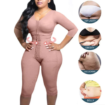 Fajas Colombianas Full Body Support Arm Compression Girdle Women's Shapewear With Built In Bra Corset Slimming Sheath Flat Belly