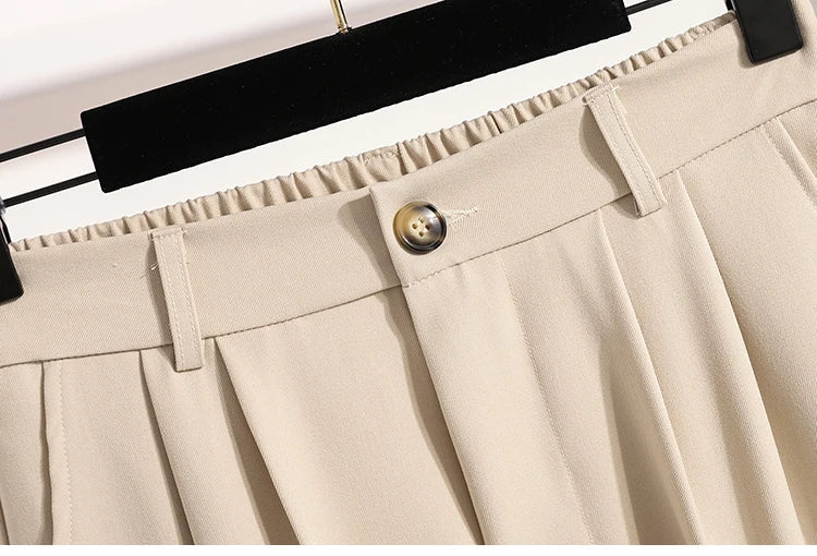 Plus Size Pants Woman 2026 Spring Autumn New Arrival High Waist Suit Pants High Quality Korean Style Straight Trousers