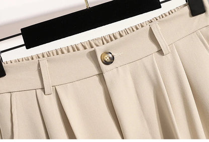 Plus Size Pants Woman 2026 Spring Autumn New Arrival High Waist Suit Pants High Quality Korean Style Straight Trousers