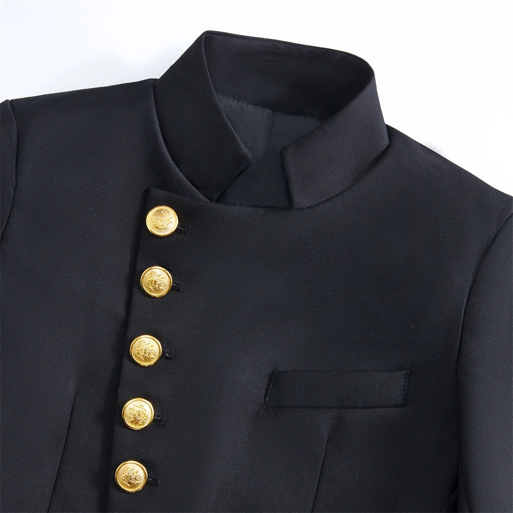 Stand Collar Kids Communion Suit Birthday Party Suits Jacket Pants Golden Buttons 3-14 Y Toddler Tuxedo