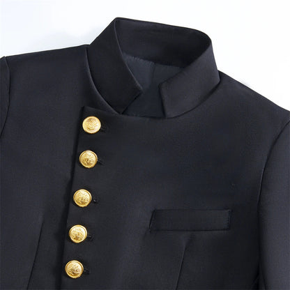 Stand Collar Kids Communion Suit Birthday Party Suits Jacket Pants Golden Buttons 3-14 Y Toddler Tuxedo