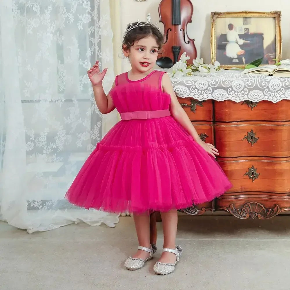 Baby Yellow Dress For Girls Kids Wedding Bridesmaid Dresses Toddler Tulle Birthday Princess Party Dress Infant Outfits Vestidos