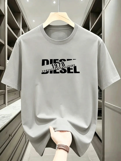 New European and American Trendy Men's Fashionable Casual Short Sleeved T-shirt, Solid Color T-shirt, Men's Summer Sports Tops