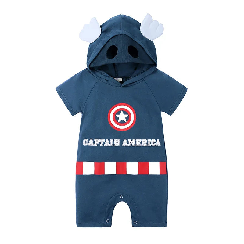 Spider Man Batman Captain Baby Rompers Newborn Baby Kawaii Cute Anime Cartoon Cosplay Costume Jumpsuit Cotton Clothes Kid Gift
