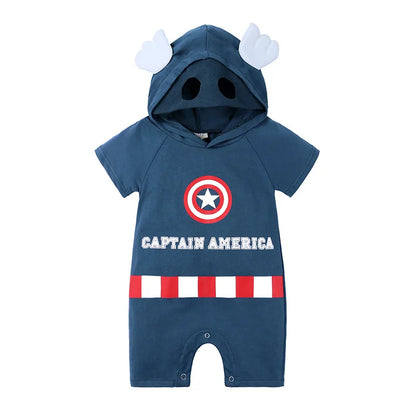 Spider Man Batman Captain Baby Rompers Newborn Baby Kawaii Cute Anime Cartoon Cosplay Costume Jumpsuit Cotton Clothes Kid Gift