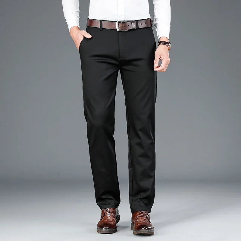 2023 Spring New Men's Bamboo Fiber Casual Pants Classic Style Business Fashion Khaki Stretch Cotton Trousers Male Brand Clothes