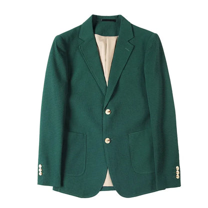 Plus Size 4XL-M Autumn New Waffle Suit Jacket Men Two Buttons Slim Fit Business Casual Blazers Homme Formal Groom Prom Tuxedo