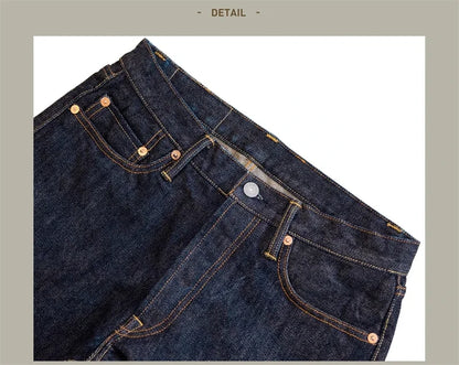 21oz Selvedge Denim Straight Cut Jeans Indigo Rugged Style Men Pants