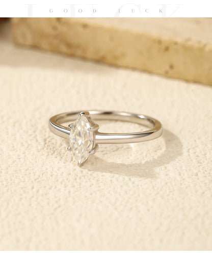 D Color Marquise Cut Rhombic Moissanite 925 Sterling Silver Luxury  Band Rings For Women Wedding Fine Jewelry Gifts