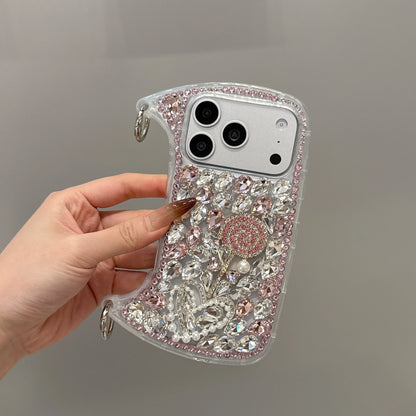 Rhinestone Hand bag Lollipop Design Phone Case For iPhone 17 Pro Max 16 15 14 13 Pro Max 15 14 16 Plus 17Air Fashion Trend Case