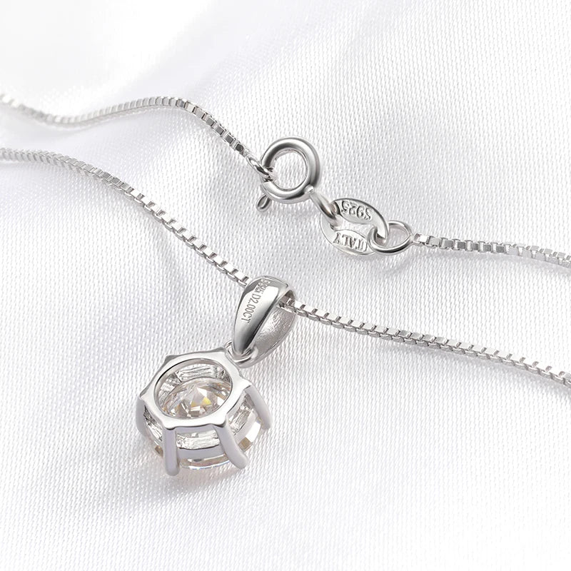 1CT 2CT D Color Moissanite Necklace for Women Flawless Sparkly Simulated Diamond Pendant Sterling Silver 925 Jewelry GRA