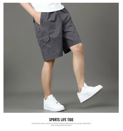 Summer new men's work shorts pocket zip trend versatile casual trousers five work trousers