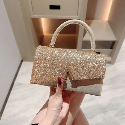 Gold Sequin Evening Bag Women Elegant Fashion Banquet Clutch Chain Shoulder Bags Luxury Purse Female Wedding Party Handbags