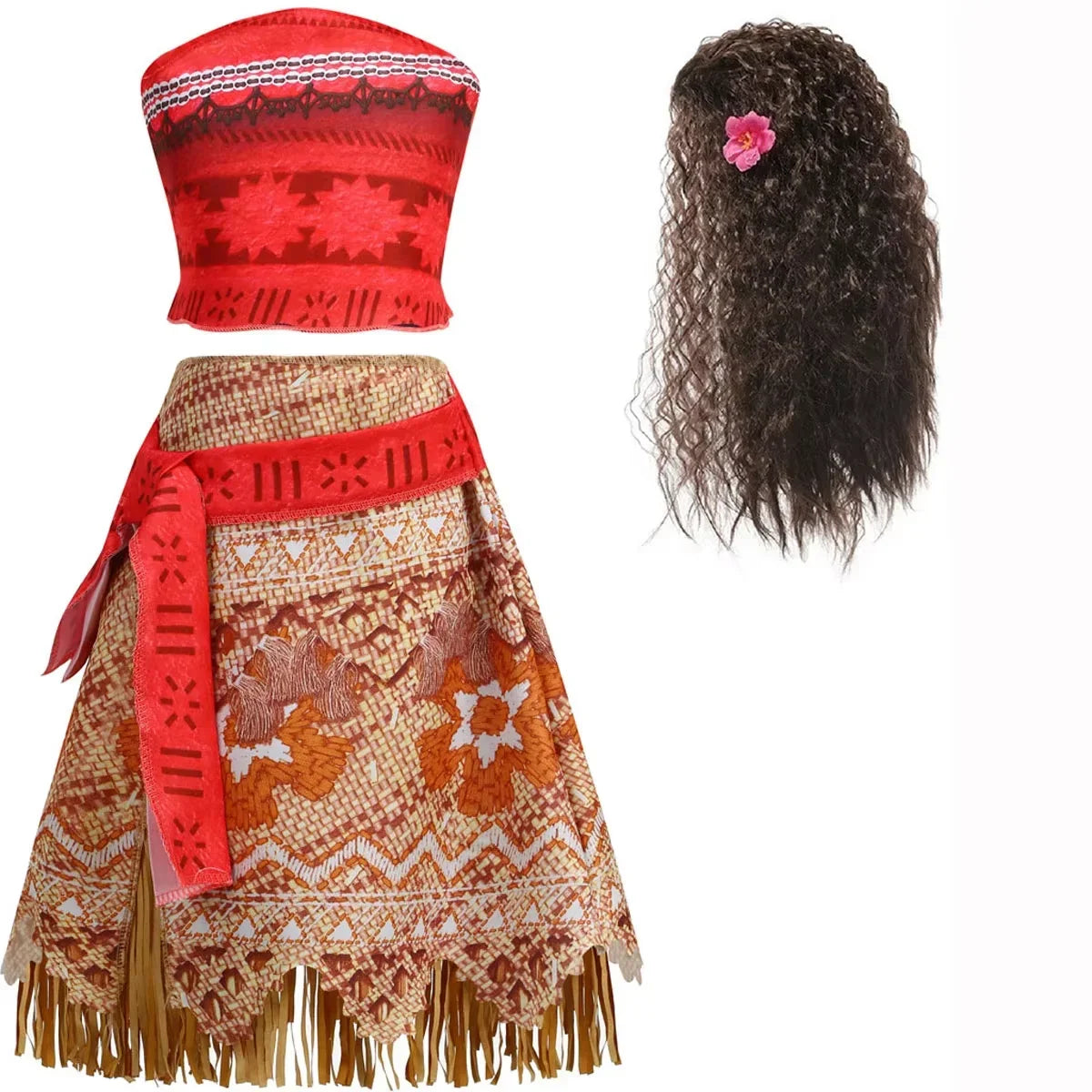 Halloween Moana Halter Dress for Girl Cosplay Moana Princess Costume Hawaii Toddler Vaiana Cute Sundress Two Piece Costume Set