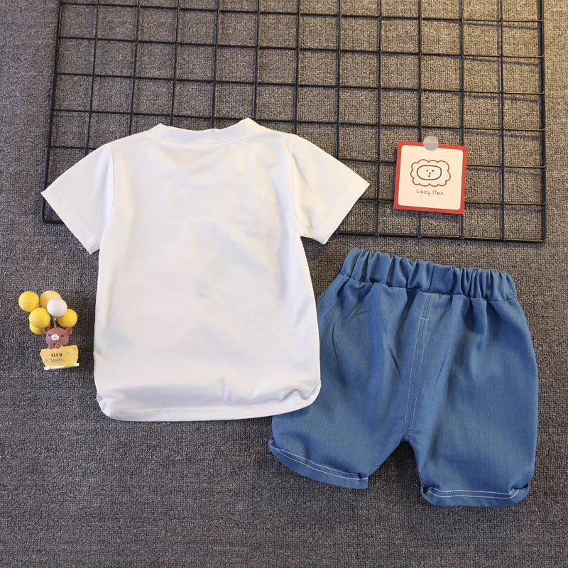 0-5Years New Baby Boys Girls Summer Clothes Sets Kids Cartoon Cotton T Shirt Shorts 2pcs/sets Children Clothing Tracksuits Set