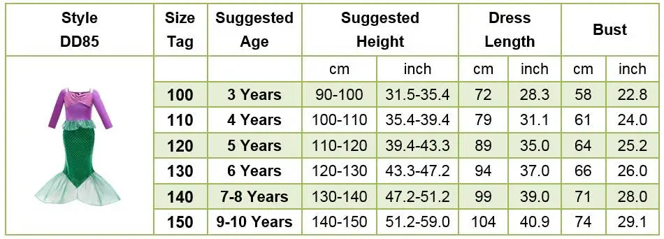 Little Girls Summer Clothing Children Ariel Mermaid Cosplay Blue Green Pink Sunshine Beach Enjoy Vacation Princess Ruffles Dress