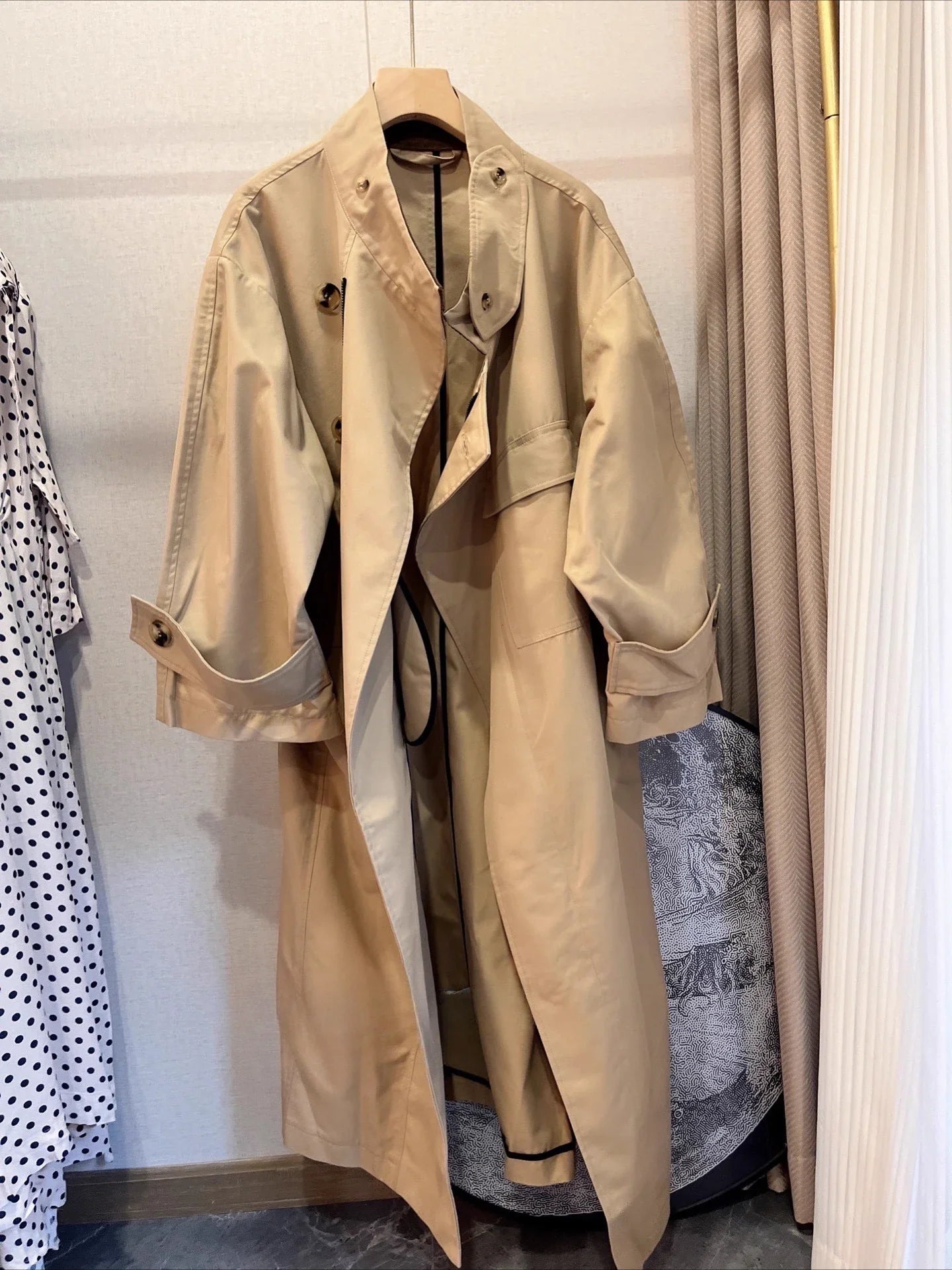 long blazer jacket women khaki Single Breasted Long Sleeve lapel collar warm Spring Autumn Lady Blazer