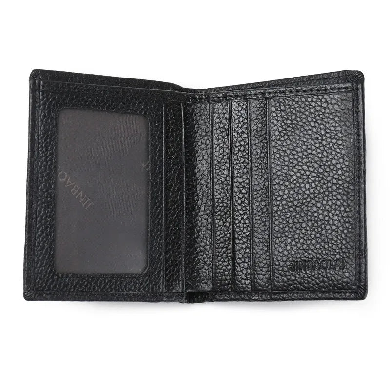 100% Genuine Leather Men Wallet Premium Product Real Cowhide Wallets For Man Short Black Credit Card Cash Receipt Holder Purse