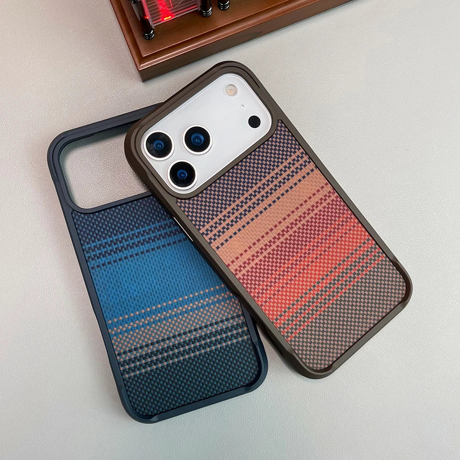 Real Carbon Fiber Kevlar Material Phone Case With Magnetic Wireless Charging Compatible With iPhone 16 Pro 16 pro max
