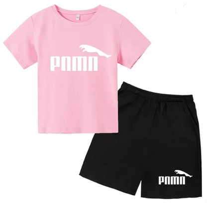 Des vêtements esthétiques pour les enfants de 3 à 12 ans, T-shirt imprimé avec des lettres, blouse à manches courtes et pantalon