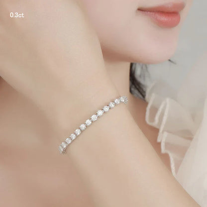 3 Claw 2.5/3mm Full D Color Moissanite Diamond Tennis Bracelet Hidden Buckle for Women Man 925 Silver Link Chain Bracelets