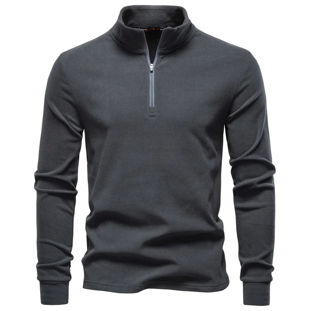 Men Solid Color Soft Shell Zipper Jacket Long Sleeve Pullover Breathable Warm Casual Streetwear