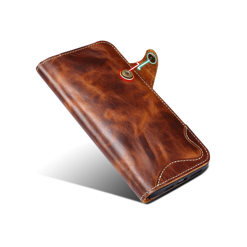 Genuine Leather Wallet Phone Case for iPhone 14 15 Plus 12 13 Pro Max 11 XS XR 6S 7 8 SE Holder Cover With Hand Strap