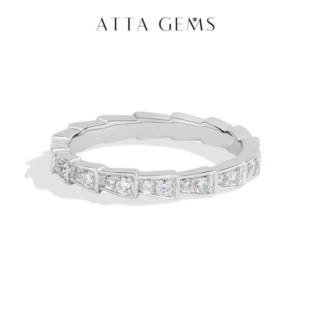 S925 Silver Snake Ring Pave Moissanite Wedding Eternity Band Stackable Luxury Fine Jewelry forWomen Pass Diamond Tester