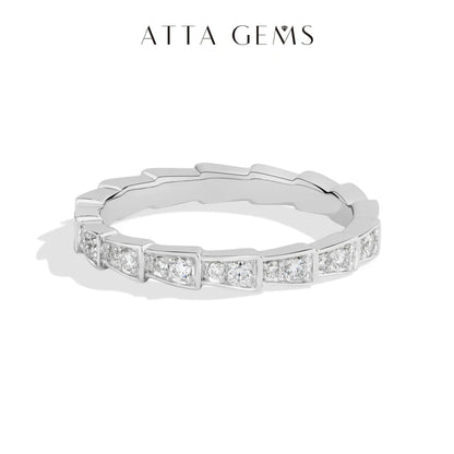 S925 Silver Snake Ring Pave Moissanite Wedding Eternity Band Stackable Luxury Fine Jewelry forWomen Pass Diamond Tester