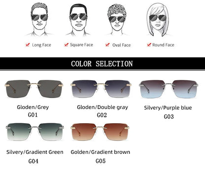 2024 Fashion Sunglasses For Men Luxe Rimless Sunglasses Women Trendy Vintage Glasses Lunette Soleil Femme Gafas De Sol Hombre