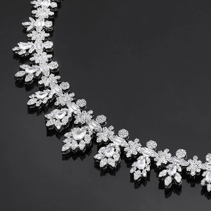 Luxury Women's Jewelry Elegant Style Bride CZ Necklace Earrings Bracelet Ring Jewelry Set&M Bride Large Wedding Jewelry Set