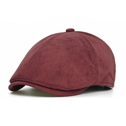 Autumn Winter Faux Leather Cap Newsboy Cap Hat Men Women Casual Beret Solid Cap PU  Leather Flat Caps Vintage