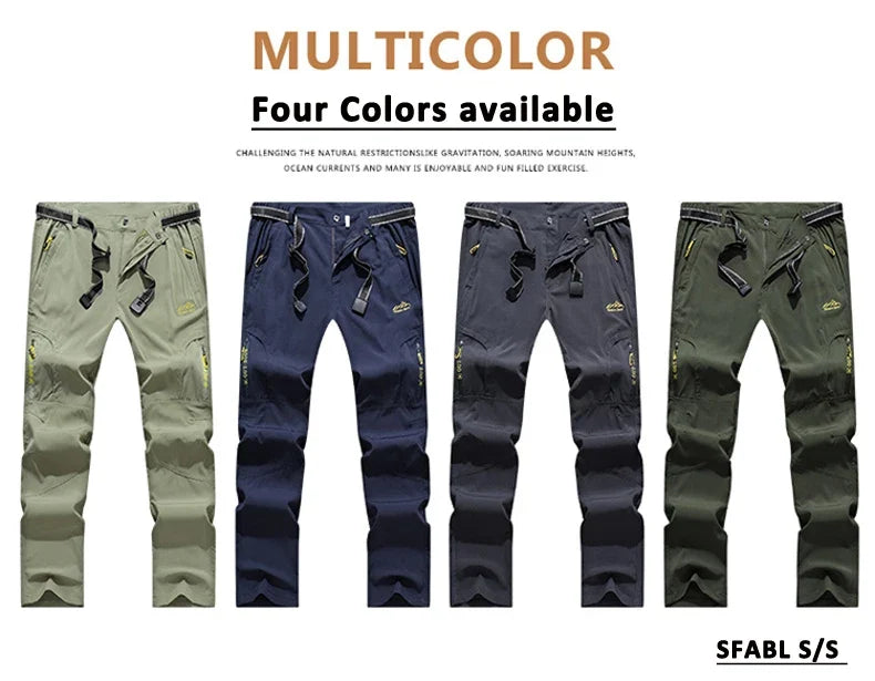 5XL Summer Quick Dry Hiking Pants Men Stretch Waterproof Tactical Pants Zipper Pockets Trousers Lightweight Fishing Pants