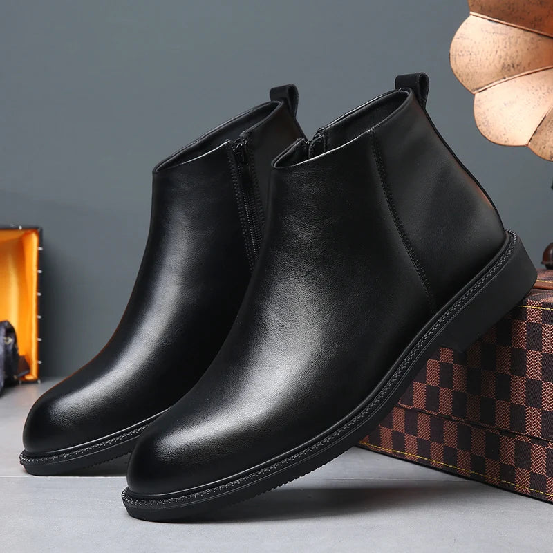New Business Men's Short Boots Retro fashion minimalist style Outdoor leisure party office genuine leather adult quality shoes