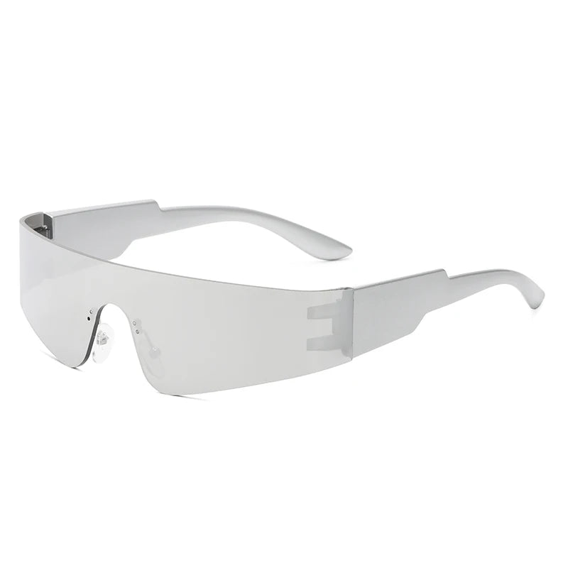 Cycling Punk One Piece Sunglasses Women Goggle Mirrored Y2K Sun Glasses Men 2000'S Wrap Around Eyeglasses Fashion Eyewear