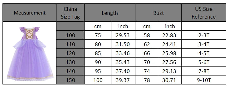 Elsa Anna Kid Princess Girls Dress Rapunzal  Kids Cosplay Halloween Vestidos Children Costume Birthday Party Dress