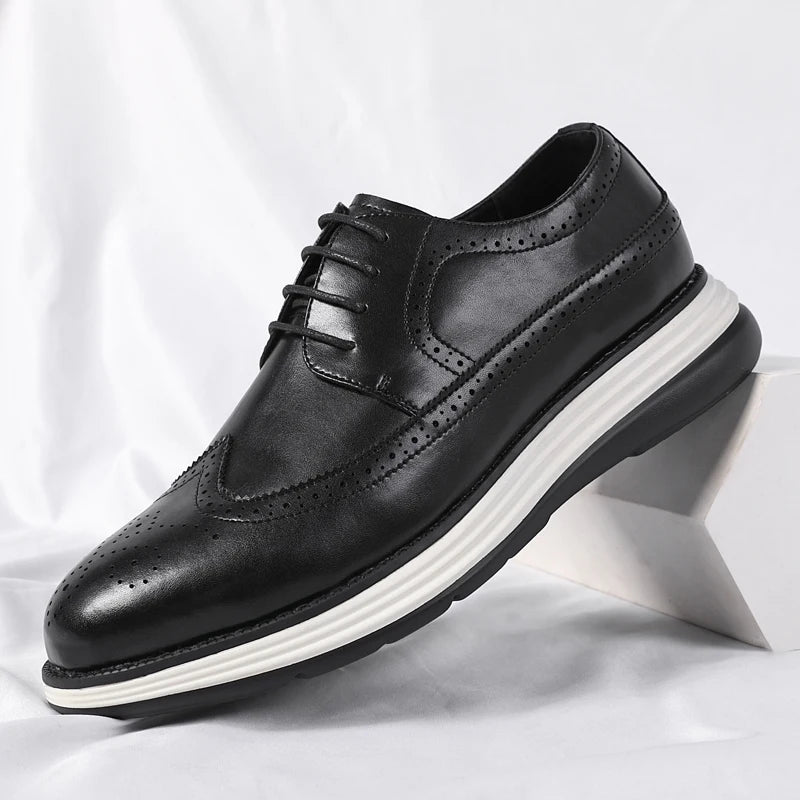 High End British Style Office Business Dress Shoes Men's Casual Leather Thick Soled Simple Walking Shoes Fashion Oxford Shoes
