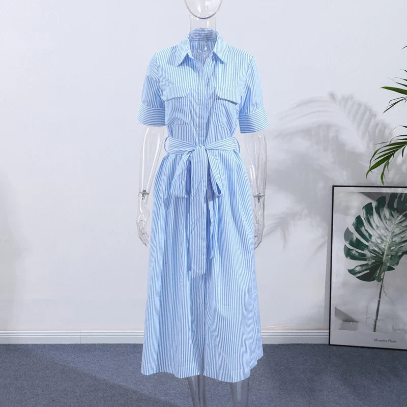 Elegant Belt Women Long Black Dress Full Sleeve Pleated Lapel Waist-Closed Female  A Line Dresses 2026 Spring Lady Robes New