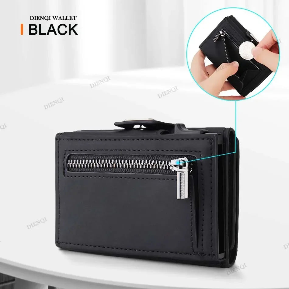 Portefeuille de luxe pour cartes de crédit RFID, en cuir microfibre, pop-up, pour hommes, sac à monnaie, porte-monnaie pour hommes